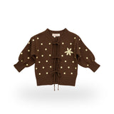 Honey Blossom Cardi in chocolate brown – front