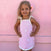 Sun Dress in Just Keep Swimming Pink, front view, pink dolphin knit kids dress by Dad Dressed Me