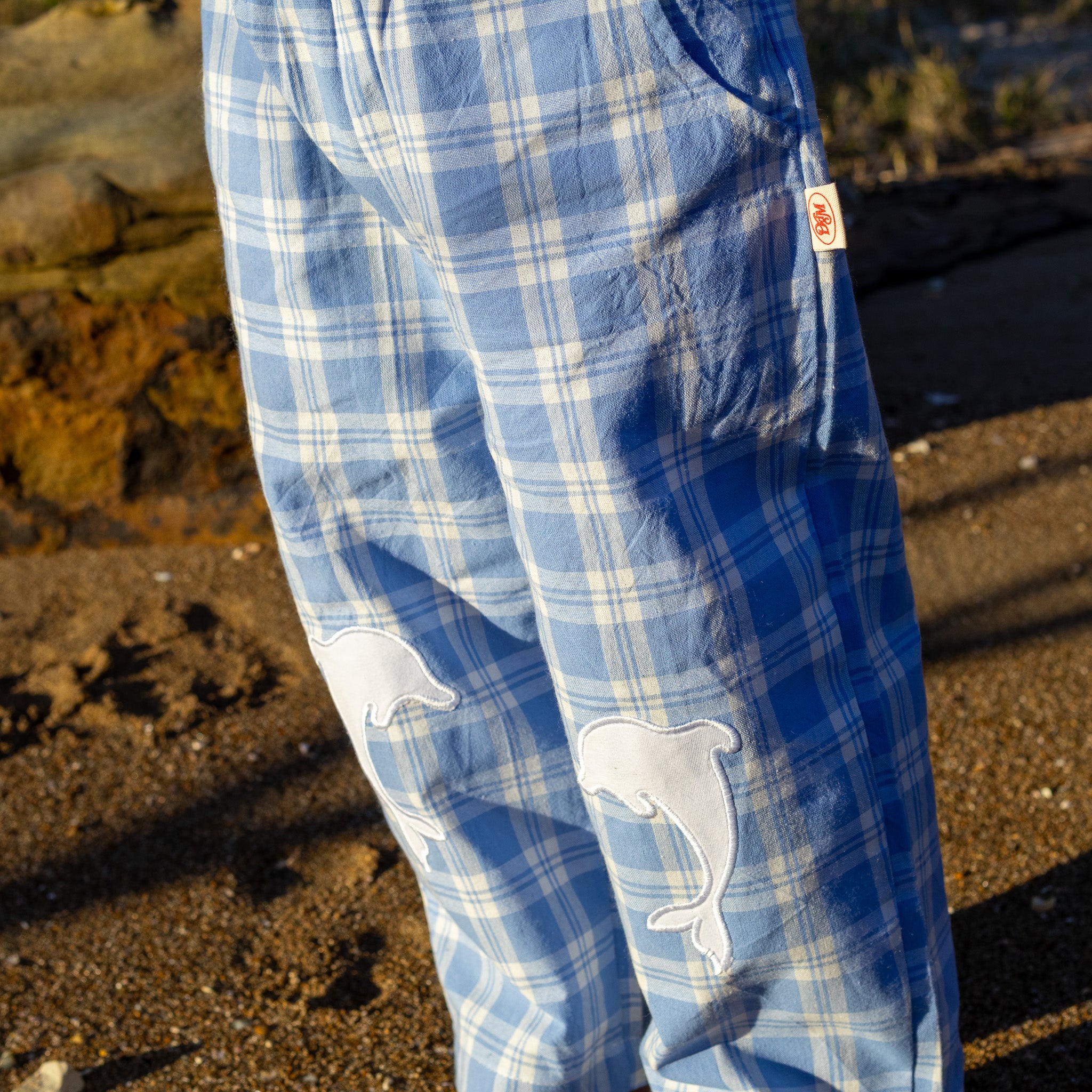 Blue Little Dolphin Club Pants — Dad Dressed Me kidswear