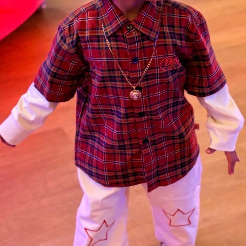 Weekender Shirt in Red Check (Kids) — cotton button-up by Dad Dressed Me