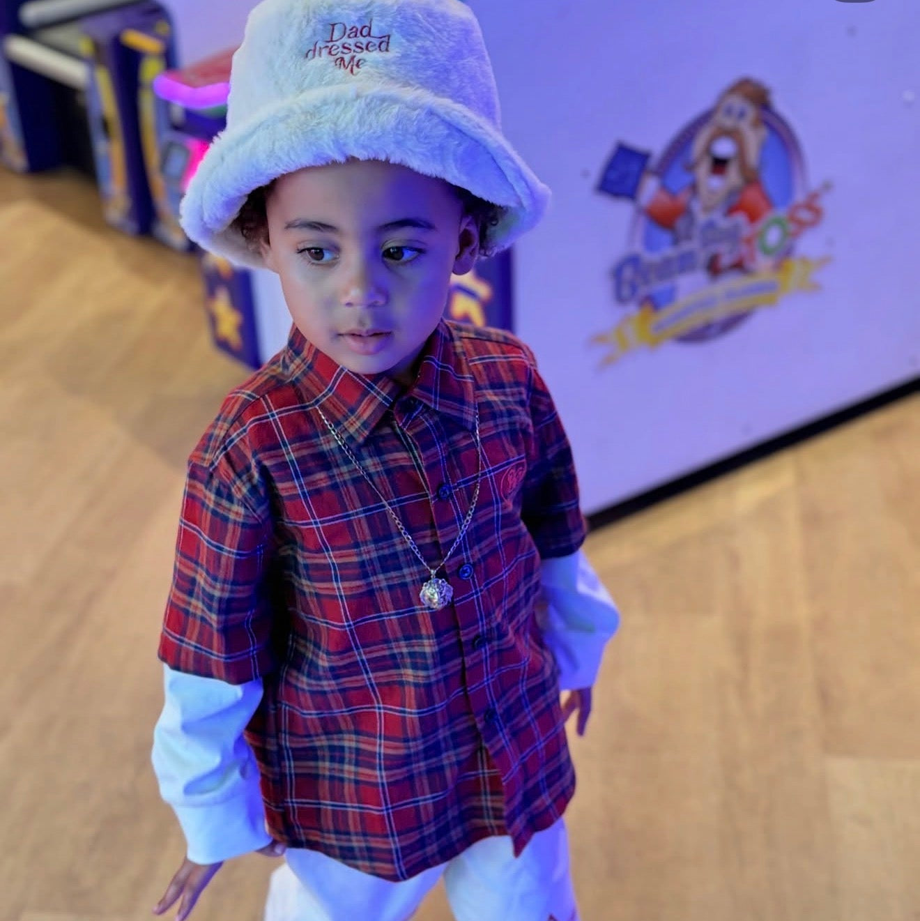 Kids red check button-up styling — Australian kidswear