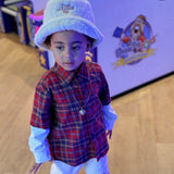 Kids red check button-up styling — Australian kidswear