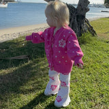 Pink tie-up cardigan for kids — Tropical Trip collection
