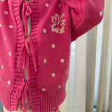 Pink tie-up cardi - Dad Dressed Me Tropical Trip
